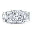 thumbnail image 1 of 10kt White Gold Womens Round Diamond Rectangle Cluster Bridal Wedding Engagement Ring 7/8 Cttw, 1 of 1