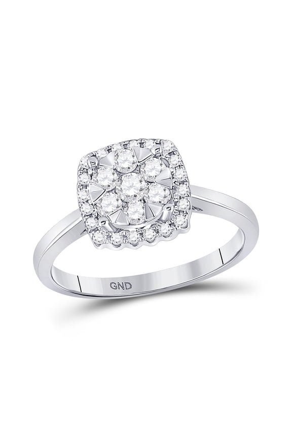 10kt White Gold Womens Round Diamond Right-Hand Cluster Ring 1/2 Cttw