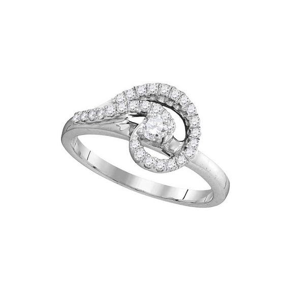 10kt White Gold Womens Round Diamond Round Bridal Wedding Engagement Ring 3/8 Cttw
