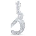 thumbnail image 1 of 10kt White Gold Womens Round Diamond S Cursive Initial Letter Pendant 1/4 Cttw, 1 of 1