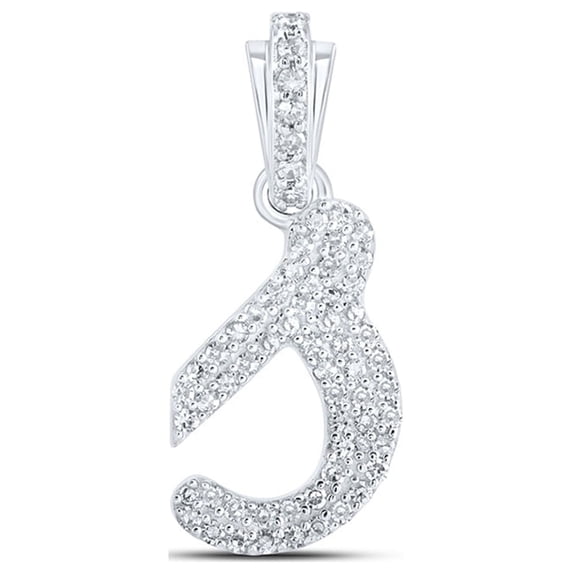 10kt White Gold Womens Round Diamond S Cursive Initial Letter Pendant 1/4 Cttw
