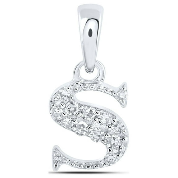 10kt White Gold Womens Round Diamond S Initial Letter Pendant 1/20 Cttw