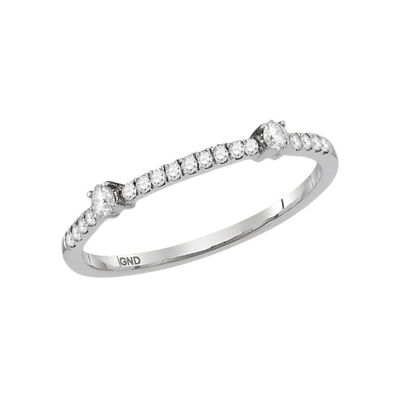 10kt White Gold Womens Round Diamond Single Row Stackable Band Ring 1/6 Cttw