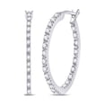 thumbnail image 1 of 10kt White Gold Womens Round Diamond Slender Single Row Hoop Earrings 1/4 Cttw, 1 of 1
