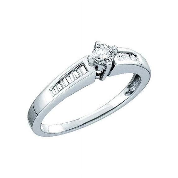10kt White Gold Womens Round Diamond Solitaire Bridal Wedding Engagement Ring 1/3 Cttw