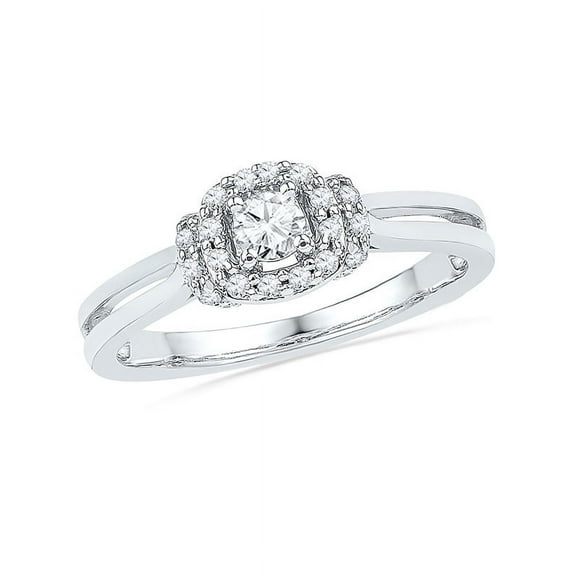 10kt White Gold Womens Round Diamond Solitaire Bridal Wedding Engagement Ring 1/4 Cttw