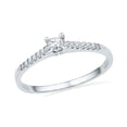 thumbnail image 1 of 10kt White Gold Womens Round Diamond Solitaire Promise Bridal Ring 1/8 Cttw, 1 of 1