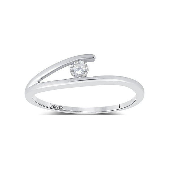10kt White Gold Womens Round Diamond Solitaire Promise Ring 1/10 Cttw