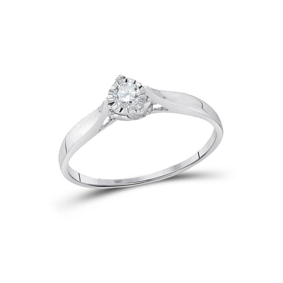 10kt White Gold Womens Round Diamond Solitaire Promise Ring 1/12 Cttw