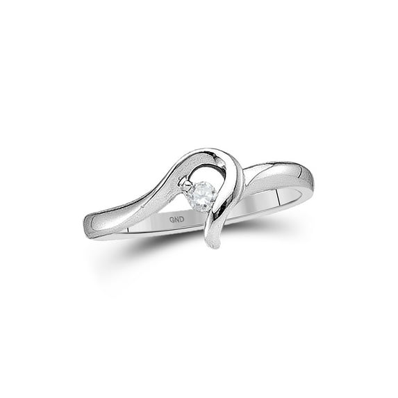 10kt White Gold Womens Round Diamond Solitaire Promise Ring 1/20 Cttw
