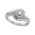 thumbnail image 1 of 10kt White Gold Womens Round Diamond Solitaire Swirl Bridal Wedding Engagement Ring 1/2 Cttw, 1 of 1