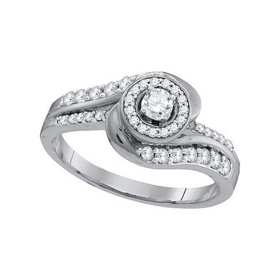 10kt White Gold Womens Round Diamond Solitaire Swirl Bridal Wedding Engagement Ring 1/2 Cttw