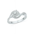 thumbnail image 1 of 10kt White Gold Womens Round Diamond Solitaire Swirl Bridal Wedding Engagement Ring 1/5 Cttw, 1 of 1