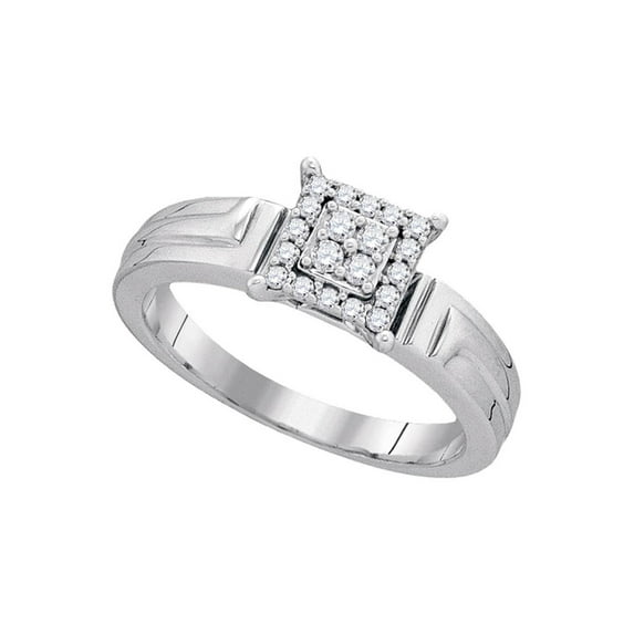 10kt White Gold Womens Round Diamond Square Cluster Ring 1/5 Cttw