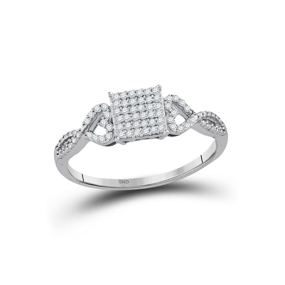 10kt White Gold Womens Round Diamond Square Cluster Ring 1/5 Cttw