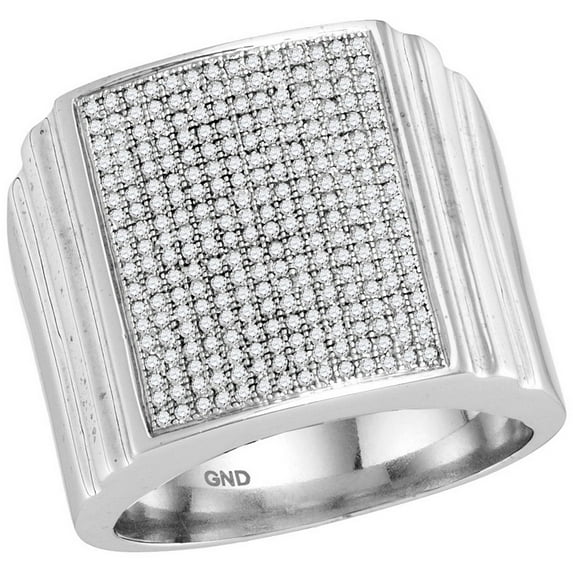 10kt White Gold Womens Round Diamond Square Cluster Ring 3/4 Cttw