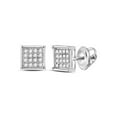 thumbnail image 1 of 10kt White Gold Womens Round Diamond Square Earrings 1/10 Cttw, 1 of 1