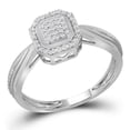 thumbnail image 1 of 10kt White Gold Womens Round Diamond Square Frame Cluster Tapered Shank Ring 1/10 Cttw, 1 of 2