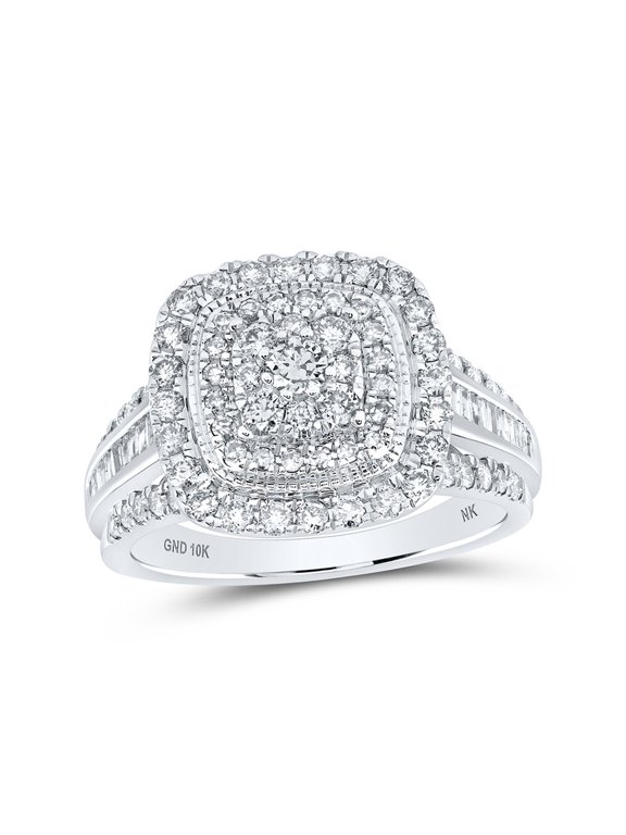 10kt White Gold Womens Round Diamond Square Ring 1 Cttw