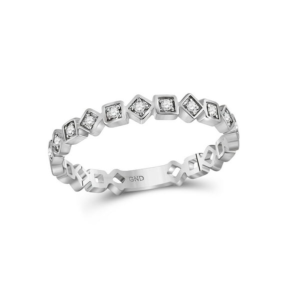 10kt White Gold Womens Round Diamond Squares Stackable Band Ring 1/10 Cttw