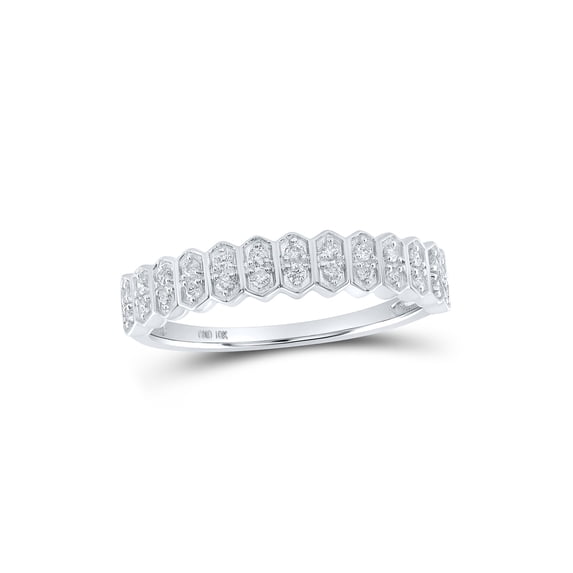 10kt White Gold Womens Round Diamond Stackable Band Ring 1/6 Cttw