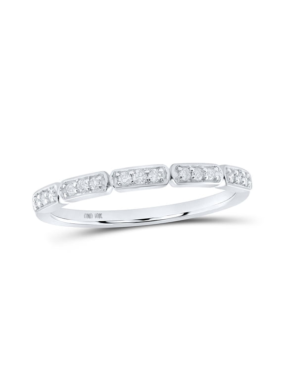 10kt White Gold Womens Round Diamond Stackable Band Ring 1/8 Cttw