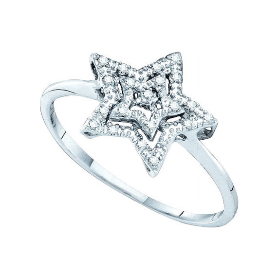 10kt White Gold Womens Round Diamond Star Ring 1/20 Cttw