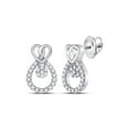 thumbnail image 1 of 10kt White Gold Womens Round Diamond Teardrop Heart Earrings 1/6 Cttw, 1 of 1