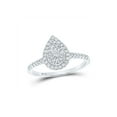 thumbnail image 1 of 10kt White Gold Womens Round Diamond Teardrop Ring 1/3 Cttw, 1 of 4