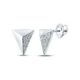 thumbnail image 1 of 10kt White Gold Womens Round Diamond Triangle Earrings 1/20 Cttw, 1 of 1