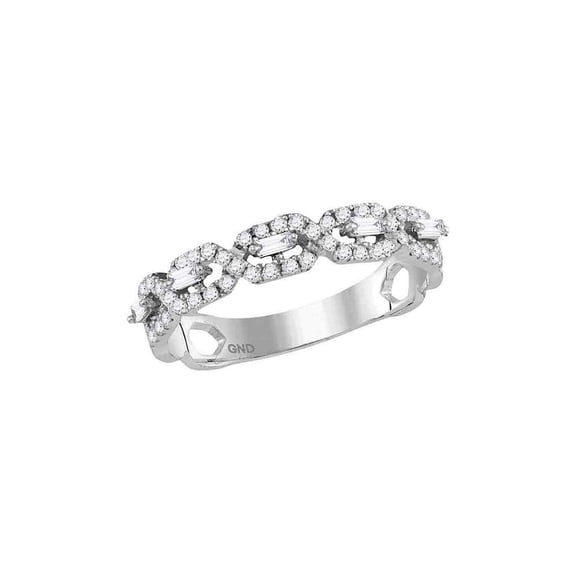 10kt White Gold Womens Round Diamond Twist Stackable Band Ring 1/3 Cttw