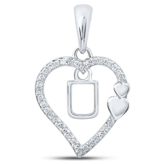 10kt White Gold Womens Round Diamond U Heart Letter Pendant 1/10 Cttw
