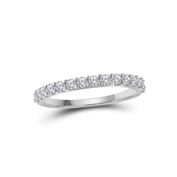 10kt White Gold Womens Round Diamond Wedding Single Row Band 1/2 Cttw