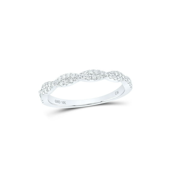10kt White Gold Womens Round Diamond Woven Twist Stackable Band Ring 1/4 Cttw