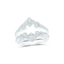 10kt White Gold Womens Round Diamond Wrap Enhancer Wedding Band 1/2 Cttw