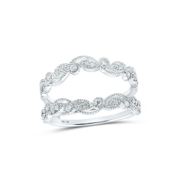 10kt White Gold Womens Round Diamond Wrap Enhancer Wedding Band 1/4 Cttw