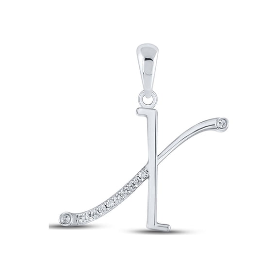 10kt White Gold Womens Round Diamond X Initial Letter Pendant 1/20 Cttw