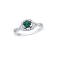 thumbnail image 1 of 10kt White Gold Womens Round Lab-Created Emerald Solitaire Diamond Ring 3/4 Cttw, 1 of 1