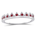 thumbnail image 1 of 10kt White Gold Womens Round Ruby Beaded Chevron Stackable Band Ring 1/10 Cttw, 1 of 4