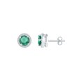 thumbnail image 1 of 10kt White Gold Womens Round Synthetic Emerald Solitaire Stud Earrings 1 Cttw, 1 of 1