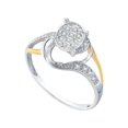 thumbnail image 1 of 10kt White Two-tone Gold Womens Round Diamond Oval Cluster Split-shank Ring 1/10 Cttw, 1 of 1