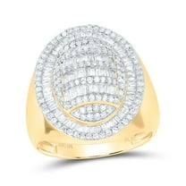 10kt Yellow Gold 1 1/2 Cttw Diamond Mens Oval Shape Ring, Men Size: 8-12