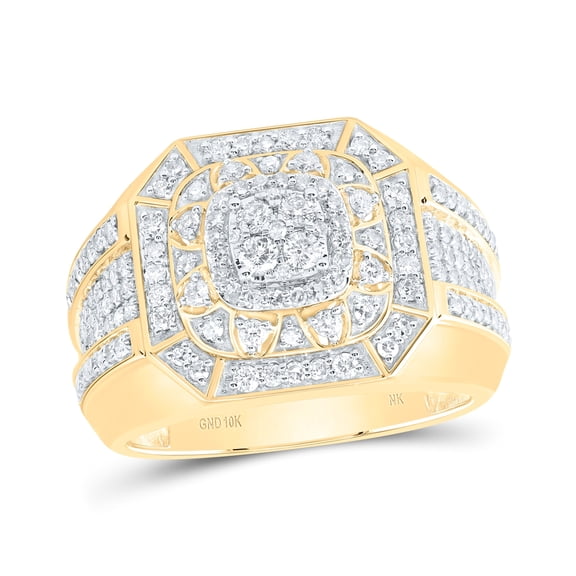 10kt Yellow Gold 1 1/3 Cttw Natural Diamond Men's Ring, Men Size: 8-12