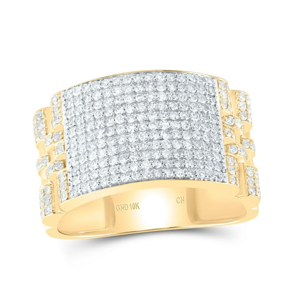 10kt Yellow Gold 1 1/4 Cttw Natural Diamond Mens Ring, Men Size: 8-12