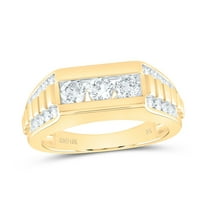 10kt Yellow Gold 1 1/5 Cttw Natural Diamond Fashion Mens Ring, Men Size: 8-12