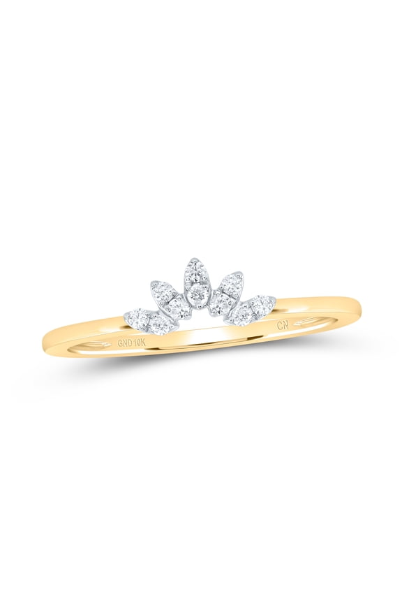 10kt Yellow Gold 1/10 Cttw Diamond Wedding Engagement Anniversary Enhancer Ring, Women Size: 5-9
