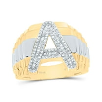 10kt Yellow Gold 1/2 Cttw Diamond Initial "A" Men's Ring, Men Size: 8-12