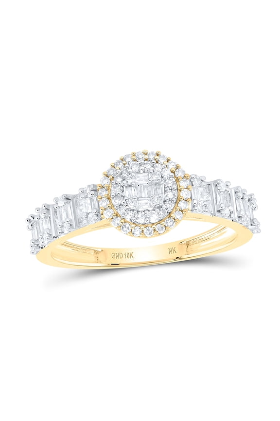 10kt Yellow Gold 1/2 Cttw Natural Diamond Fashion Round Ladies Wedding Engagement Anniversary Ring, Women Size: 5-9