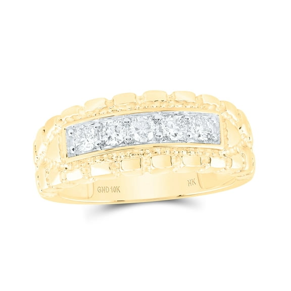 10kt Yellow Gold 1/2 Cttw Natural Diamond Nugget Mens Ring, Men Size: 8-12