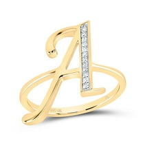 10kt Yellow Gold 1/20 Cttw Diamond Initial "A" Ladies Wedding Engagement Anniversary Ring, Women Size: 5-9